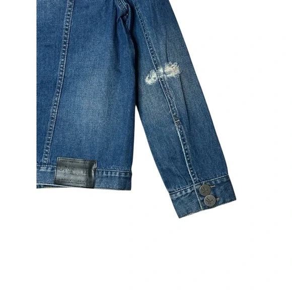 One Teaspoon Denim Jean Jacket Women's Small Blue Distressed Pockets Classic New - Picture 8 of 8